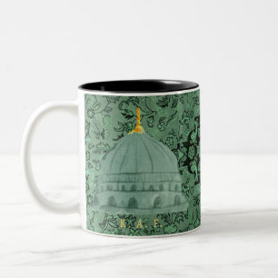 Tasse 2 Couleurs Motif Rawdah et Mosquée du Dôme Vert de Madinah