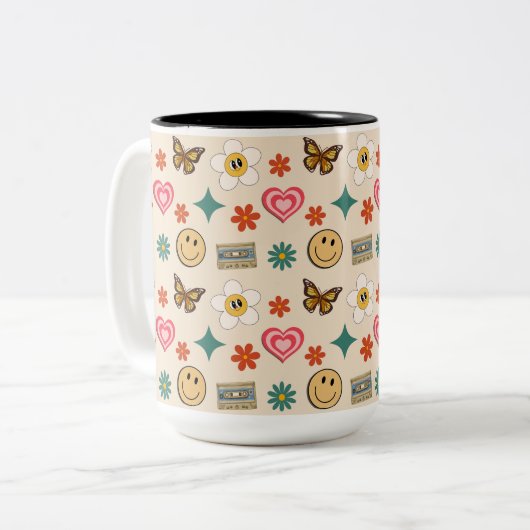Tasse 2 Couleurs Motif rétro 01 (Devant gauche)