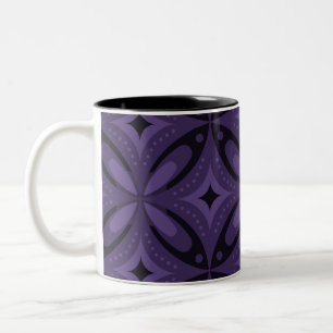 Tasse 2 Couleurs Motif Rétro de Couleur Violet Foncé