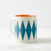 Tasse 2 Couleurs Motif Retro Mod Blue Diamond (Devant gauche)