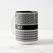 Tasse 2 Couleurs Motif rétro noir et blanc unique personnalisé (Devant gauche)