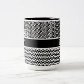 Tasse 2 Couleurs Motif rétro noir et blanc unique personnalisé (Centre)