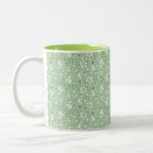 Tasse 2 Couleurs motif rose en vert clair (Gauche)