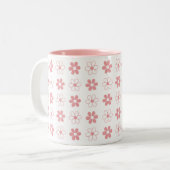 Tasse 2 Couleurs Motif rose et blanc sur blanc (Devant gauche)
