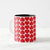 Tasse 2 Couleurs Motif rouge de coeurs (Devant gauche)