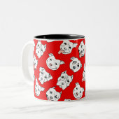 Tasse 2 Couleurs Motif rouge mignon de visage de chien de Pitbull (Devant gauche)