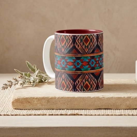 Tasse 2 Couleurs Motif Rustique Sud-Ouest