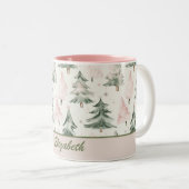 Tasse 2 Couleurs Motif Sage Green & Pine Rose (Devant droit)