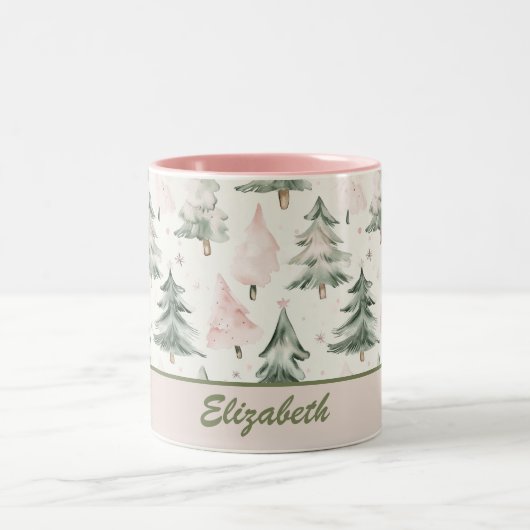 Tasse 2 Couleurs Motif Sage Green & Pine Rose (Centre)