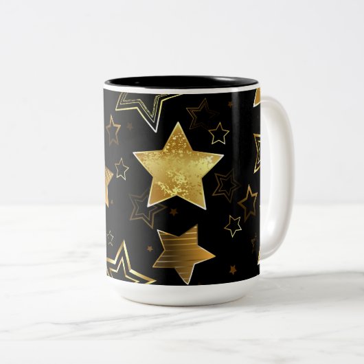 Tasse 2 Couleurs Motif sans couture avec étoiles d'or (Devant droit)