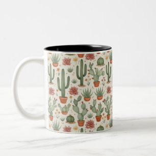 Tasse 2 Couleurs Motif sans couture de cactus de désert succulent