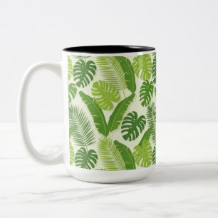 Tasse 2 Couleurs Motif sans couture de feuilles tropicales & Monste