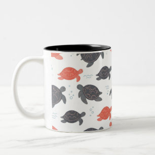 Tasse 2 Couleurs Motif Tortue de Mer Minimaliste Blanc et Gris