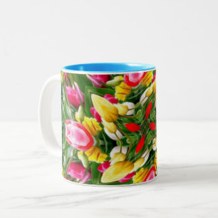 Tasse 2 Couleurs Motif tulipe mignon