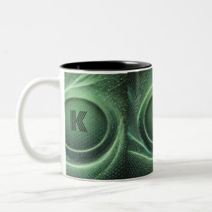 Tasse 2 Couleurs motif vert de type réseau