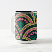 Tasse 2 Couleurs motif vert en forme de coquillage (Devant gauche)