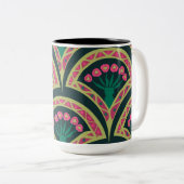 Tasse 2 Couleurs motif vert en forme de coquillage (Devant droit)