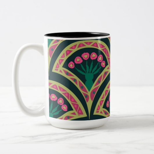 Tasse 2 Couleurs motif vert en forme de coquillage (Gauche)