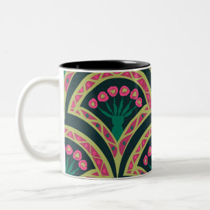 Tasse 2 Couleurs motif vert en forme de coquille