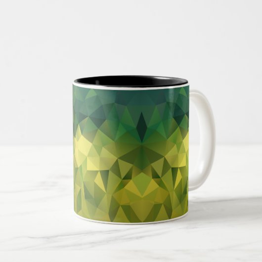 Tasse 2 Couleurs Motif vert jaune (Devant droit)