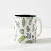 Tasse 2 Couleurs Motif vert mignon de cactus d'été de peinture (Devant droit)