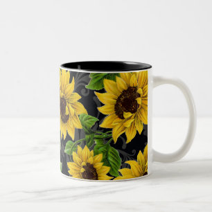 Tasse 2 Couleurs Motif vintage de tournesol