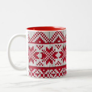 Tasse 2 Couleurs Motif Xmas en rouge et blanc