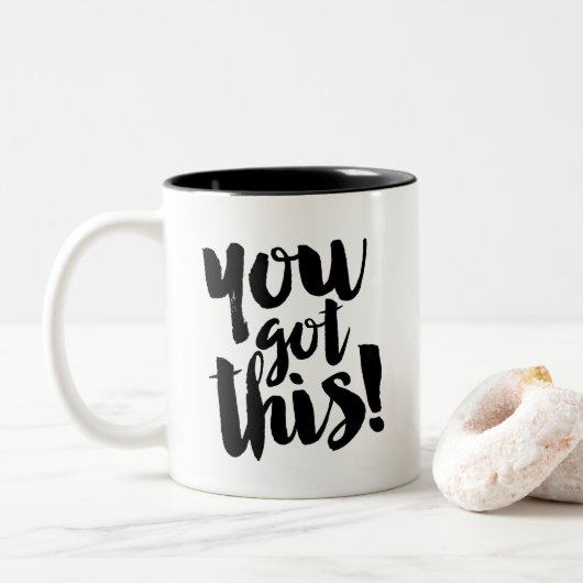 Tasse 2 Couleurs Motivation blanche noire fraîche de citation de (Avec donut)