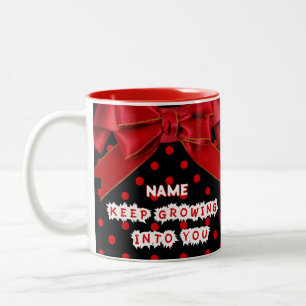 Tasse 2 Couleurs Motivation Personnalisée à Points Rouges