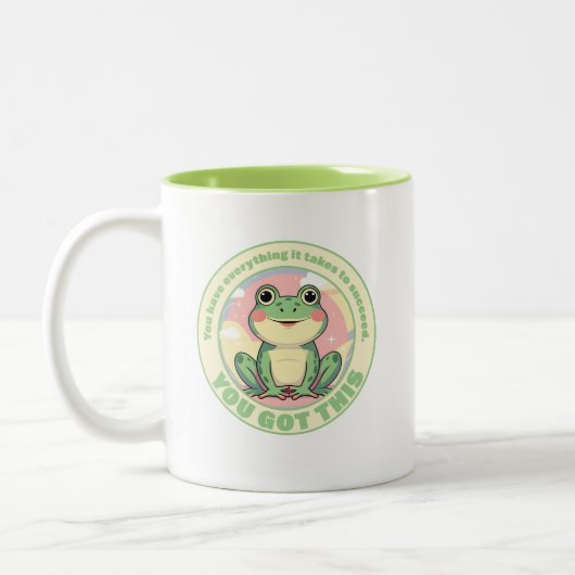 Tasse 2 Couleurs Motivational Cute Frog Design - Vous Avez Ce! (Gauche)