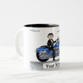 Tasse 2 Couleurs Moto - Dessin féminin (Devant gauche)