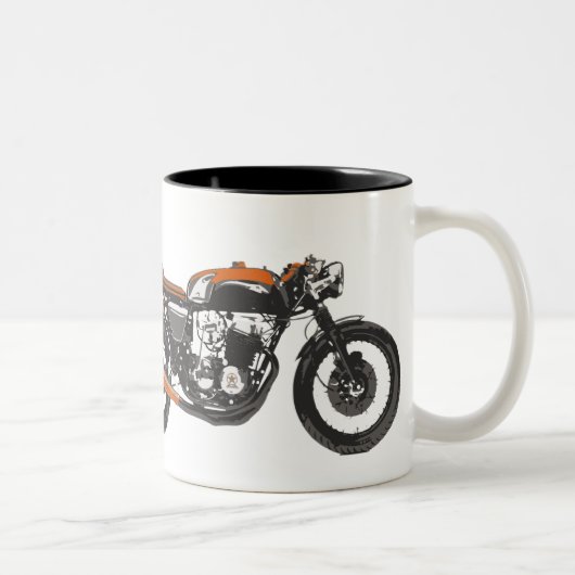 Tasse 2 Couleurs Moto simple - dessin du coureur 750 de café (Droit)