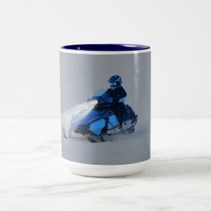 Tasse 2 Couleurs Motoneige cool sur Ice Lake Sports d'hiver Thème 2