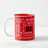 Tasse 2 Couleurs Mots Cloud mots inspirants sur rouge (Gauche)