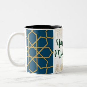 Tasse 2 Couleurs Moubarak bleu et doré et vert