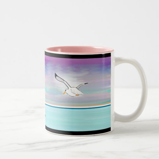Tasse 2 Couleurs Mouette au-dessus de la mer (Droit)