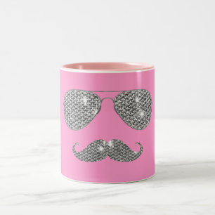 Tasse 2 Couleurs Moustache drôle de diamant avec des verres