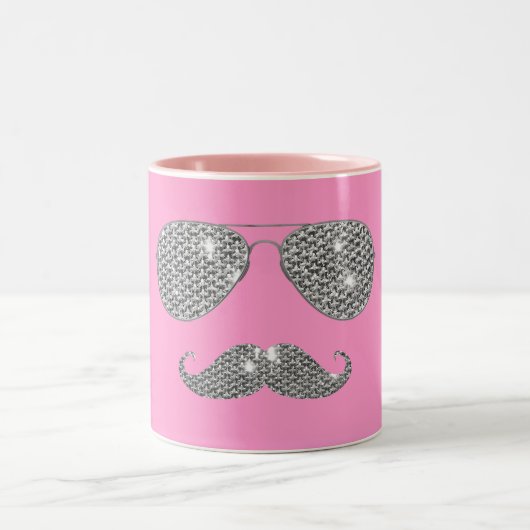 Tasse 2 Couleurs Moustache drôle de diamant avec des verres (Centre)