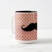 Tasse 2 Couleurs Moustache drôle sur l'arrière - plan rose mignon (Devant gauche)