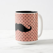 Tasse 2 Couleurs Moustache drôle sur l'arrière - plan rose mignon (Devant droit)