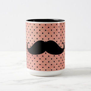 Tasse 2 Couleurs Moustache drôle sur l'arrière - plan rose mignon