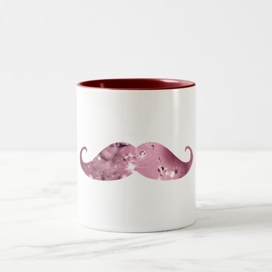 Tasse 2 Couleurs Moustache rose drôle de Bling (Centre)