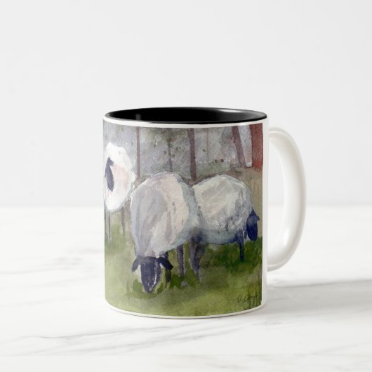 Tasse 2 Couleurs Mouton de pâturage rustique (Devant droit)