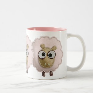 Tasse 2 Couleurs Mouton rose mignon Image imprimée en faux feutre