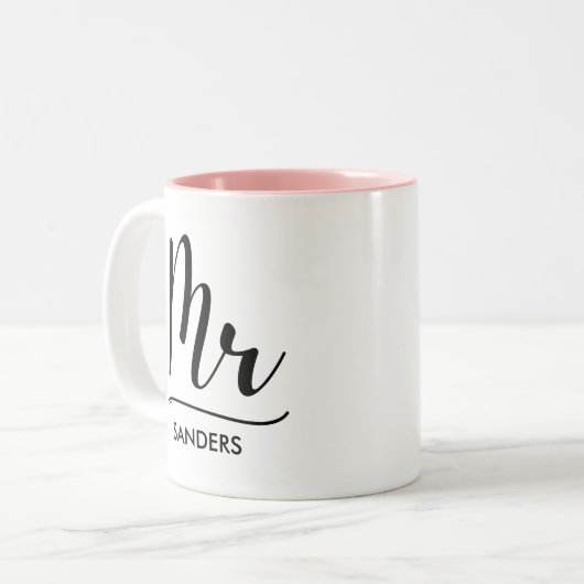 Tasse 2 Couleurs Mr Black Modern Script Monogram Boda (Devant gauche)