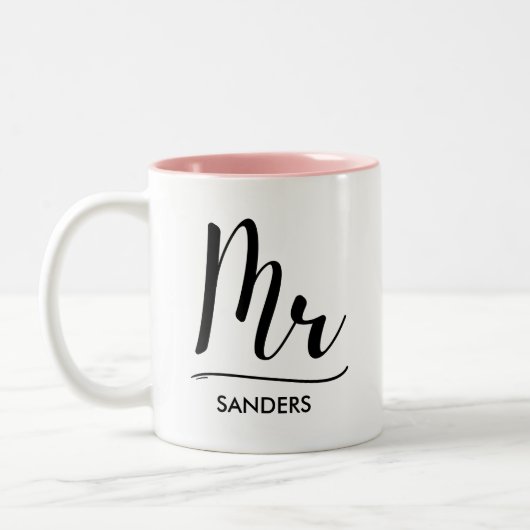 Tasse 2 Couleurs Mr Black Modern Script Monogram Boda (Gauche)