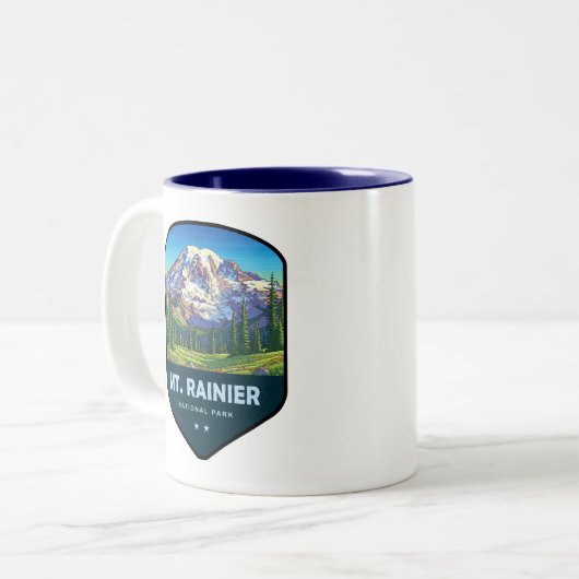Tasse 2 Couleurs Mt. Rainier National Park Shield (Devant gauche)