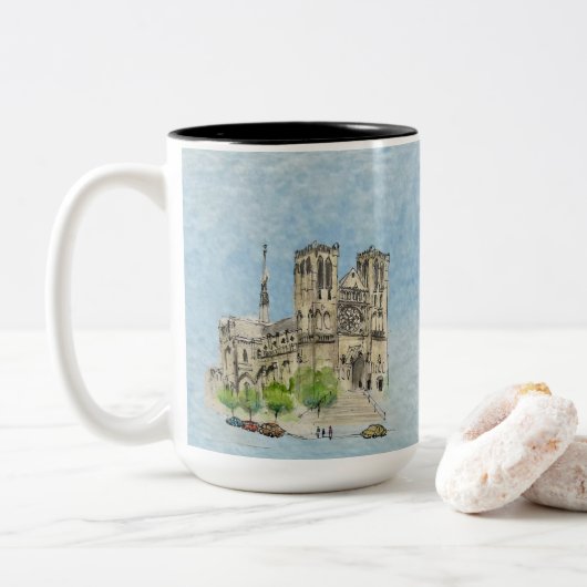 Tasse 2 Couleurs Mug: flying Joanna & Grace  (light blue sky) (Avec donut)