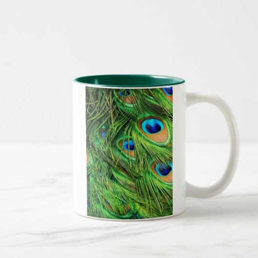 Tasse 2 Couleurs Mug, Plumes de paon (Droit)