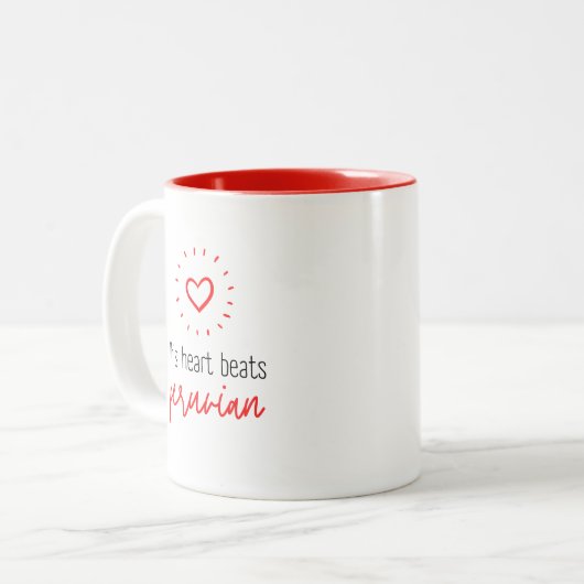 Tasse 2 Couleurs Mug: This heart beats peruvian (Devant gauche)
